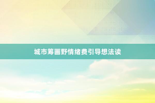 城市筹画野情绪费引导想法读